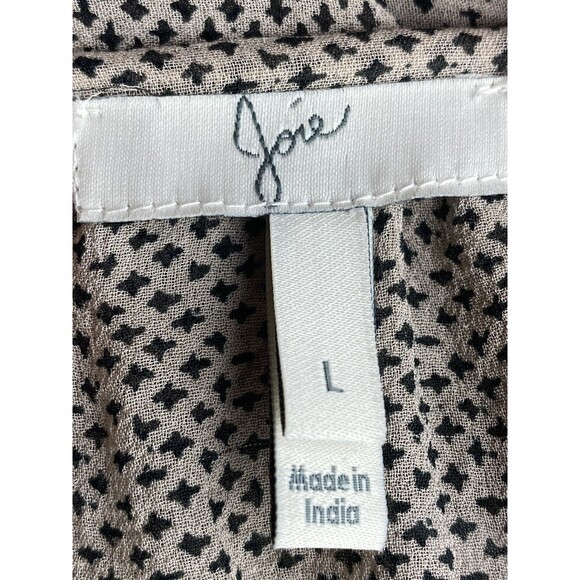 F. Joie Silk Blouse Size L Multicolor 3/4 Sleeve Round Neck - Picture 7 of 9